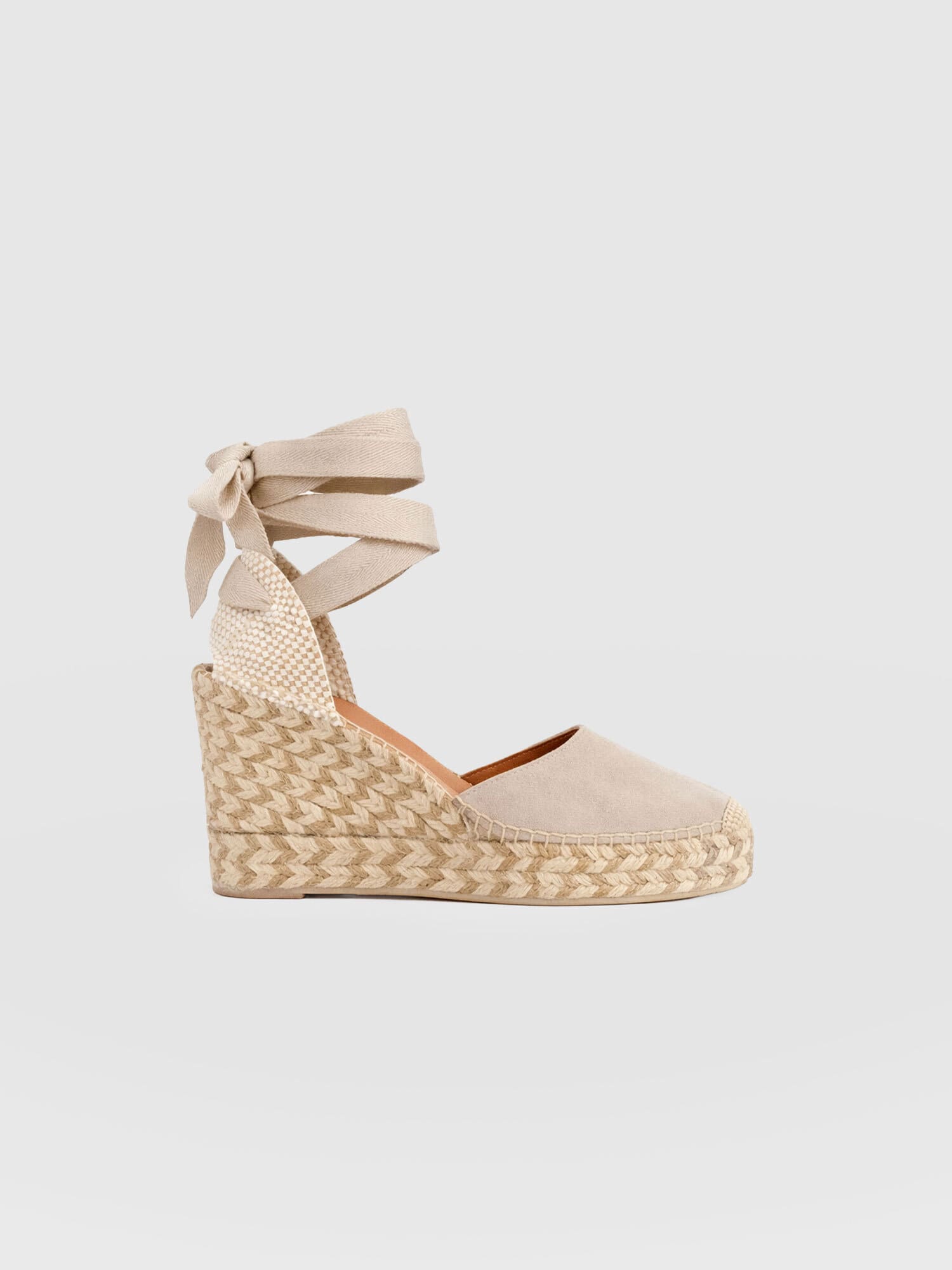 Rowe Espadrille Tie Wedges - Sand Suede - Women's Shoes | Saint + Sofia® EU
